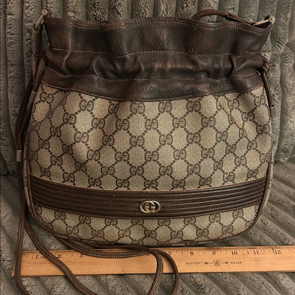 Gucci Vintage 70s Crossbody Bag GG Monogram Camera Bucket Shoulder Bag 1970s - Picture 5 of 17
